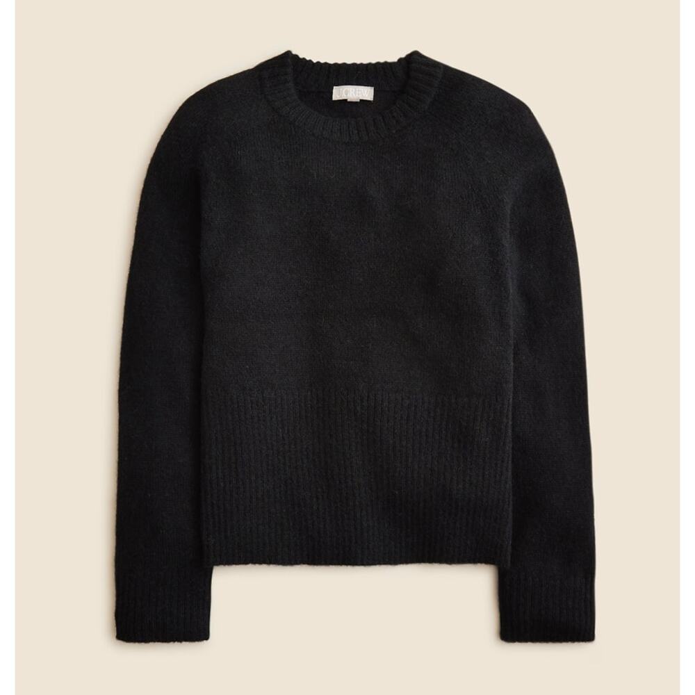 J.Crew High Rib Pullover Sweater SZ XS Black Wool Alpaca Crew Neck Long Sleeve